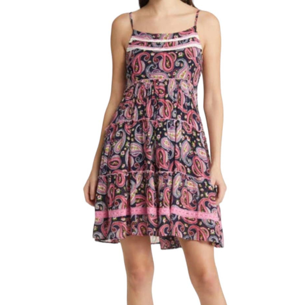 Barok Paris dress Paisley tank a line sleeveless Large L